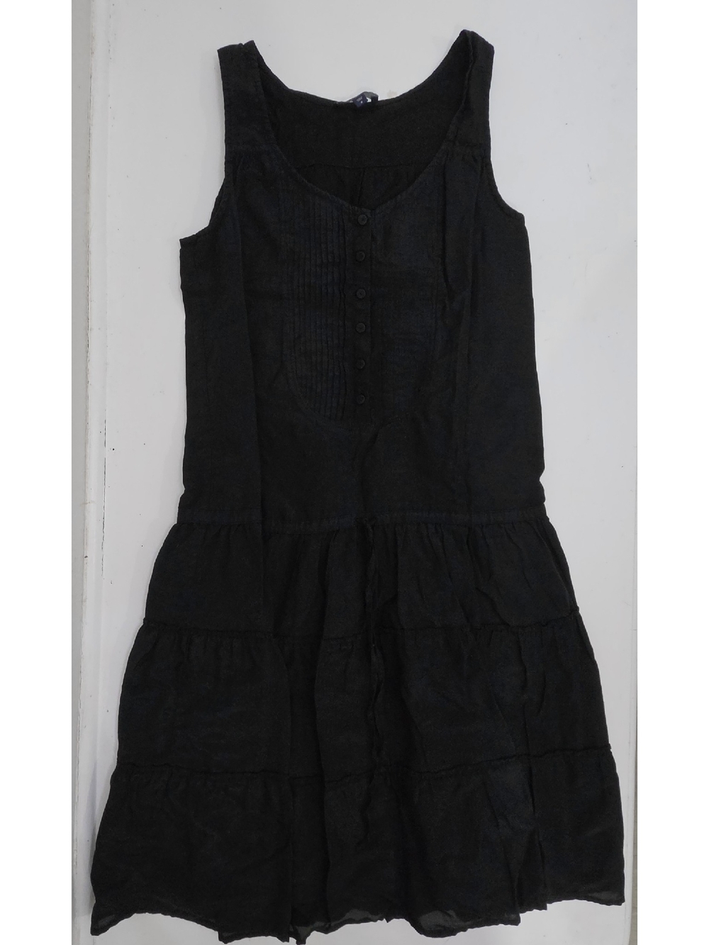 GAP Black Sleeveless Tiered Button-Front Dress